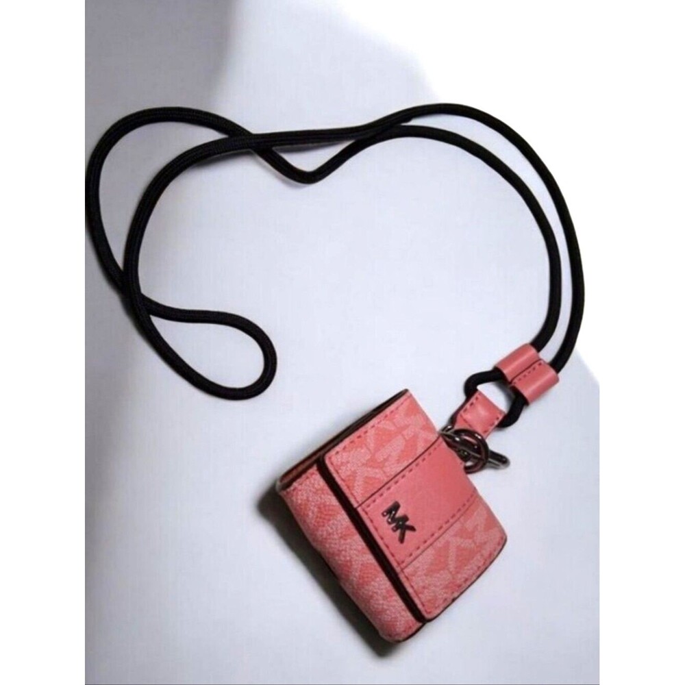 Michael Kors Pink Pouch Mini Bag with Lanyard Key Ring Signature Logo MK